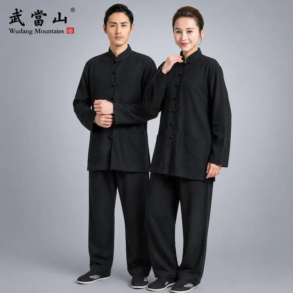Lightweight Long-Sleeve Cotton-Linen Tai Chi Outfit