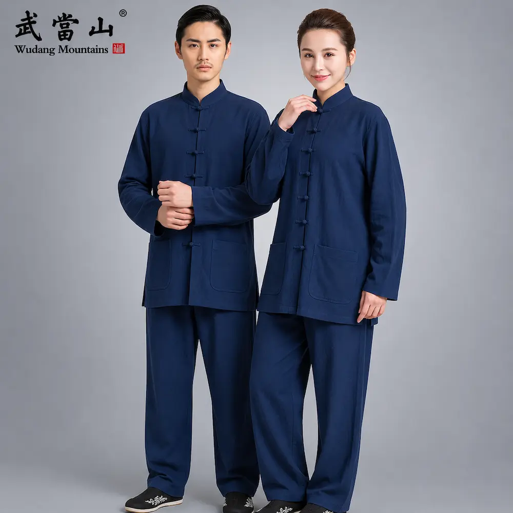 Lightweight Long-Sleeve Cotton-Linen Tai Chi Outfit