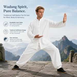 Lightweight Long-Sleeve Cotton-Linen Tai Chi Outfit